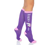 Leg Avenue 5621-10122 Horny Af Knee Socks, O/S, Multicolor Adult Sized Costumes, Purple/Pink, One