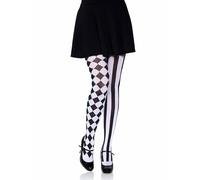 Womens Harlequin Fancy Dress Cosplay Tights Leg Avenue Black & White