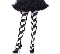 Leg Avenue 7950 One Size 6 to 12 Black and White Chevron Illusion Woven Opaque Tights with Elastic Waistband