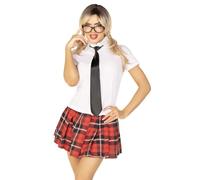 Leg Avenue 8511202062 85112-06202 Private School Sweetie, Medium, White/Red Girl Adult Sized Costumes, Women: 12
