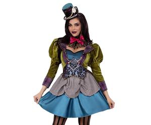 Leg Avenue 8550502101 Deluxe Mad Hatter Alice in Wonderland Costume, Women, Multicoloured, M (UK 10-12)