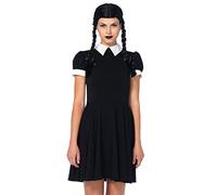 Leg Avenue 85562 Black/White Gothic Wednesday Darling Fancy Dress Costume Set (Small/Medium, 2-Piece) Addams Family, Size: S/M (UK 8-10)