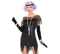 Leg Avenue 85568 Black Roaring 20s Foxtrot Flirt Fancy Costume Set (Small, 2-Piece) Dress, Size: S (UK 6-8)