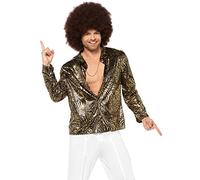 Leg Avenue 85586 "Gold Foil Zebra Disco Shirt With Buttons Men's Fancy Dress Costume (Medium/Large)