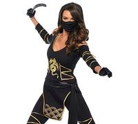 Leg Avenue 85629 3pc.stealth Ninja Film Adult Size Costumes, Womens, Black/Gold, M