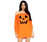 Leg Avenue 86655 Orange Jersey Pumpkin Off The Shoulder Tunic Fancy Dress Costume (Medium/Large/UK 12-14)