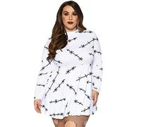 Leg Avenue 86882 00806 Jersey Stitch Dress Women's Costumes, White/Black, M-L