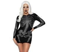 Leg Avenue 86928 00102 Rhinestone Skeleton Dress Women's Costumes, Black, M