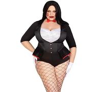 Leg Avenue 87154X 00708 Bunny Costume Outfit, Women, Solid, Black, White, 1X-2X