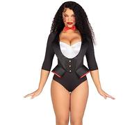 Leg Avenue 87154X 00708 Bunny Costume Outfit, Women, Solid, Black, White, 1X-2X