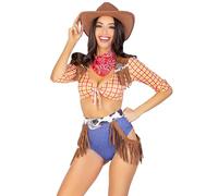 Leg Avenue 87159 10125 5 Pc Playful Cowboy Halloween Costume With Red Bandana Women's, Multicolour, XS