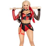 Leg Avenue 87171 10103 2 Pc Crime Spree Sweetie Halloween Costume With Gloved Net Sleeves, Women, Multicolor, L