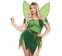 Leg Avenue 87188X 12609 2 Piece Forest Halloween Costume with Shimmer Fairy Wings, Green, 3X / 4X