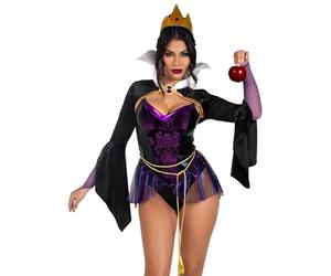 Leg Avenue 87232 03903 4 Pc Poison Apple Queen Halloween Costume, Blk/Purple, L