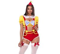 Leg Avenue 87272 10102 3 Pc Double Trouble Darling Costume, Includes Crop Top With Peter Pan Collar, Suspender Shorts With Bow Accent, Multicolor, Medium