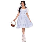 Leg Avenue 87300 03801 2 Pc Kansas Sweetie Costume, Includes Eyelet Trimmed Gingham Dress With Sweetheart Bodice and (2) Matching Hair Ties, Blue, S