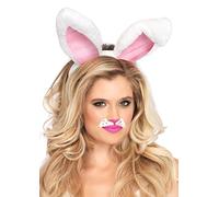 Womens Deluxe White Plush Bunny Ears