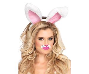 Leg Avenue A281122002 Halloween Costume Plush Bunny Ears-White, Cartoon, One Size