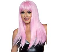 Leg Avenue Pink Straight Long Wig With Fringe - One size - Hot Pink Hot Pink