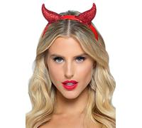 Leg Avenue A2883 00322 Glitter Devil Horn Headband Costume Headwear, Solid, Red, One Size