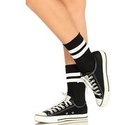Leg Avenue Athletic striped anklet socks, Black, White, One Size