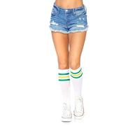 Leg Avenue Athletic striped knee highs, White, Green, Yellow, One Size