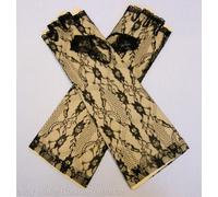 Leg Avenue Black Floral Elbow Length Lace Fingerless Gloves Evening Wear Prom