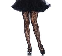 Leg Avenue Black Rose Skull Net Pantyhose, One Size