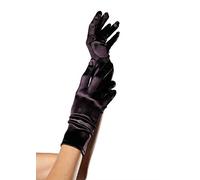 Leg Avenue Black Satin Wrist Gloves - One Size