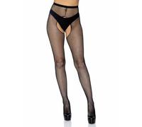 LEG AVENUE BLACK FISHNET CROTCHLESS TIGHTS - 1404 - ONE SIZE