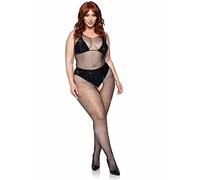 Rhinestone Fishnet Bodystocking Crotchless Sexy Lingerie Erotic Club Black 89232