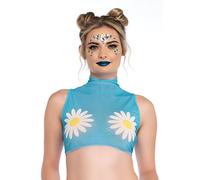 Leg Avenue - Daisy mesh Crop top, Blue, L (UK 14-16)