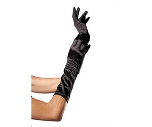 Leg Avenue Elbow Length Satin Glove, Black