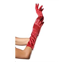Leg Avenue Elbow Length Satin Glove, Red