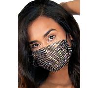 Leg Avenue Harlow Rhinest.Face Mask Cover, One Size (Black)