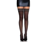 Leg Avenue Hosiery Collection Universal Black Sheer Stay Up With Striped Top