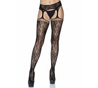Leg Avenue Lace Garter Belt Stockings, O/S (Black)