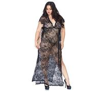 Leg Avenue Lace kaften Robe and Thong, Black, M/L