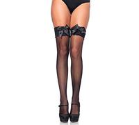 Sexy leg avenue lace and fishnet tights with black ruffle, Size Unique size, Poids 0.067 Kg, Color Black
