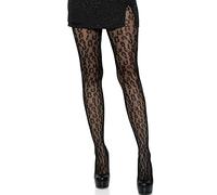 Leg Avenue Leopard net Tights, O/S (Black)
