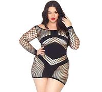 Leg Avenue Long Sleeved Minidress, Plus Size Black