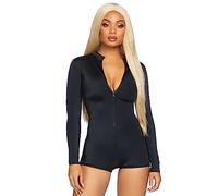 Leg Avenue Long Sleeved Romper, Large, Black, 0.3 kg