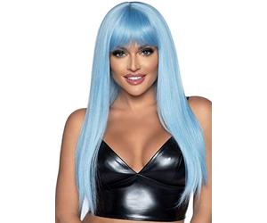 Leg Avenue Long straight bang wig,One Size (Blue)