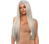 Leg Avenue Long Straight Center-Part Wig, 300 g Grey