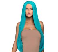 Leg Avenue Long straight center part wig,One Size (Turquoise)