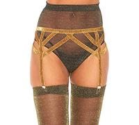 Leg Avenue Lurex Elastic Garter Belt, Gold, One Size