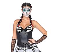 Leg Avenue Medium Black Bony Hands Wet Look Underwire Halter Corset