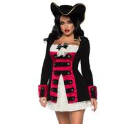 Leg Avenue Medium Black/Red Charming Pirate Captain Costume for Women