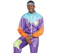 Leg Avenue Men's 2 Pc Awesome 80s Track Suit with Zip-Up Jumpsuit and Headband