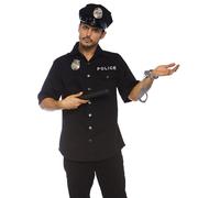 Leg Avenue Men's 4 Pc Cuff 'Em Cop Costume with Shirt, Cuffs, Hat, Toy Baton